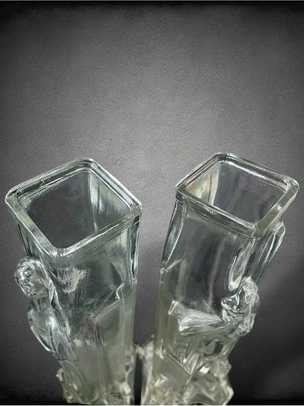 Glass Vases Vintage 30's Art Deco Nude & Sky Scrapers Carters Bath Salts Bottle